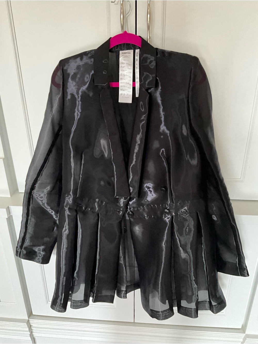 Helmut Lang Black Sheer Pleated-Panel Blazer